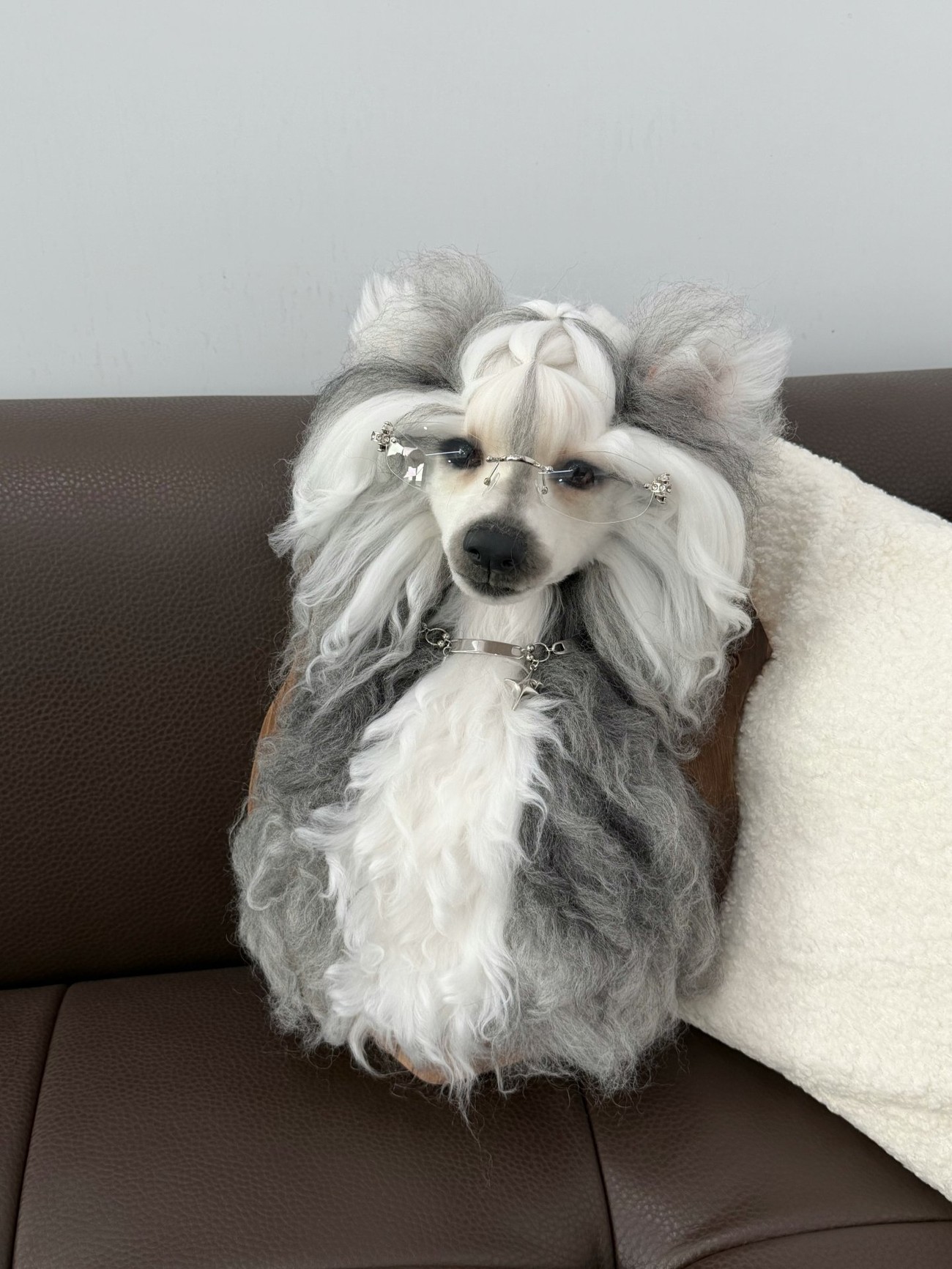 Custom full-body needle-felt dog sculpture memorial keepsake by Padmori